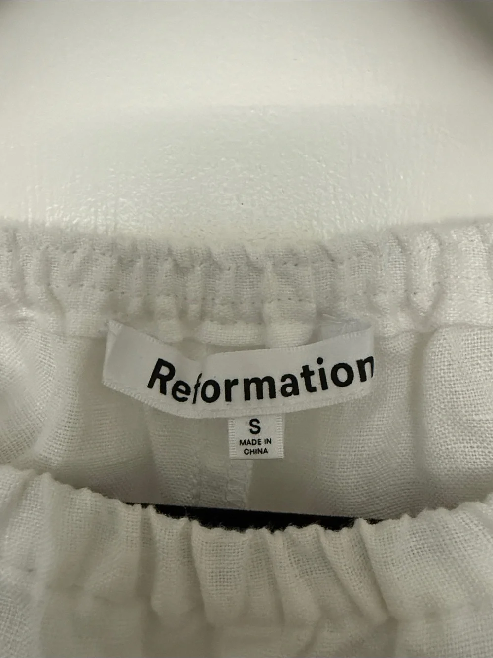 Reformation White Straight-Leg Linen Blend Trousers